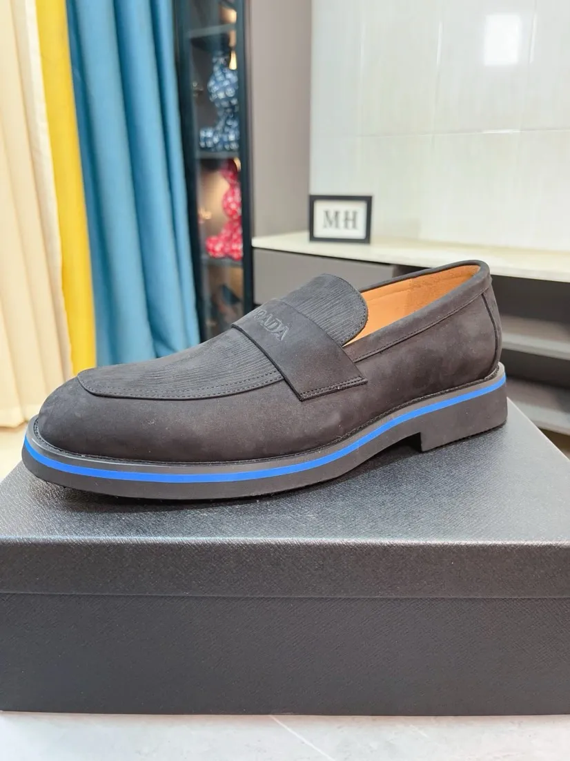 Men's shoes 💰540🌹🌹【PRADA Leather Shoes】Top purchasing agency Original imported Italian custom-made open-edge beaded cowhide leather surface, fully imported water-dyed breathable cowhide lining, original factory special molded sole super comfortable, size: 38-44
